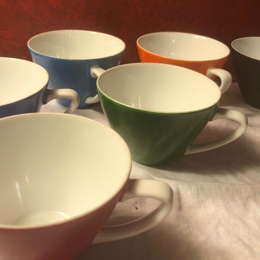 WAKO fine china, solid color tea cups, made in Japan, set of 6